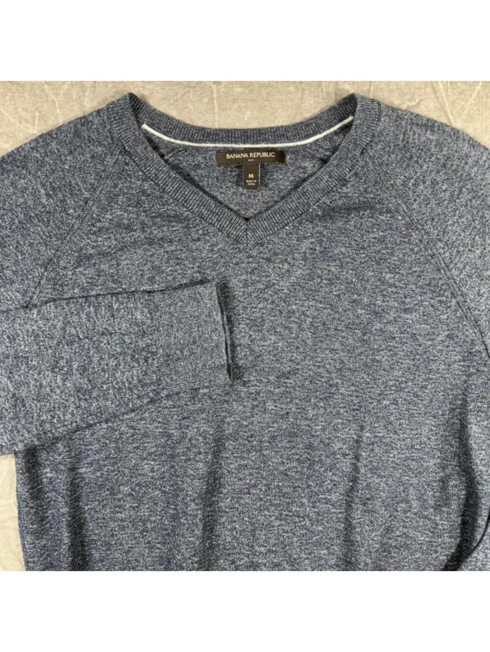 Banana Republic Sweater Women's M Blue V-Neck 100% Cotton